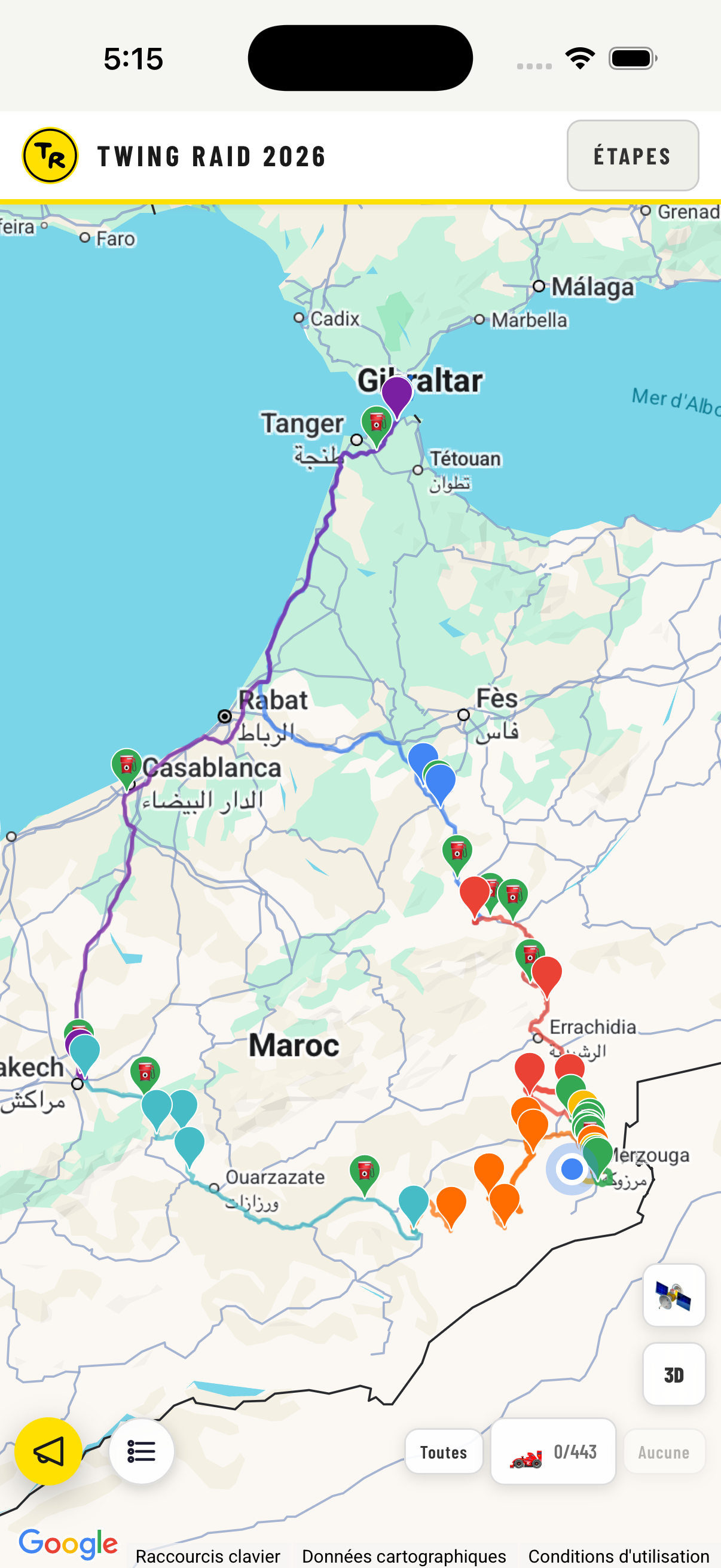 Parcours, &eacute;tapes et escales